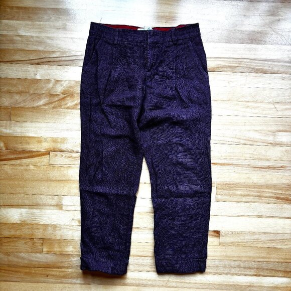 ETRO Women's Burgundy Linen Straight-Leg Pants – IT 42 - Picture 1 of 11